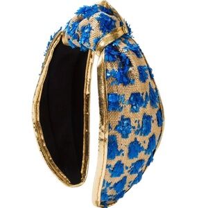 Blue Raffia Checkered Headband